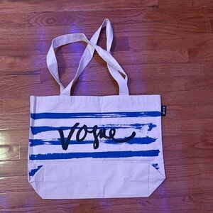 Vogue Striped Blue and White Tote
